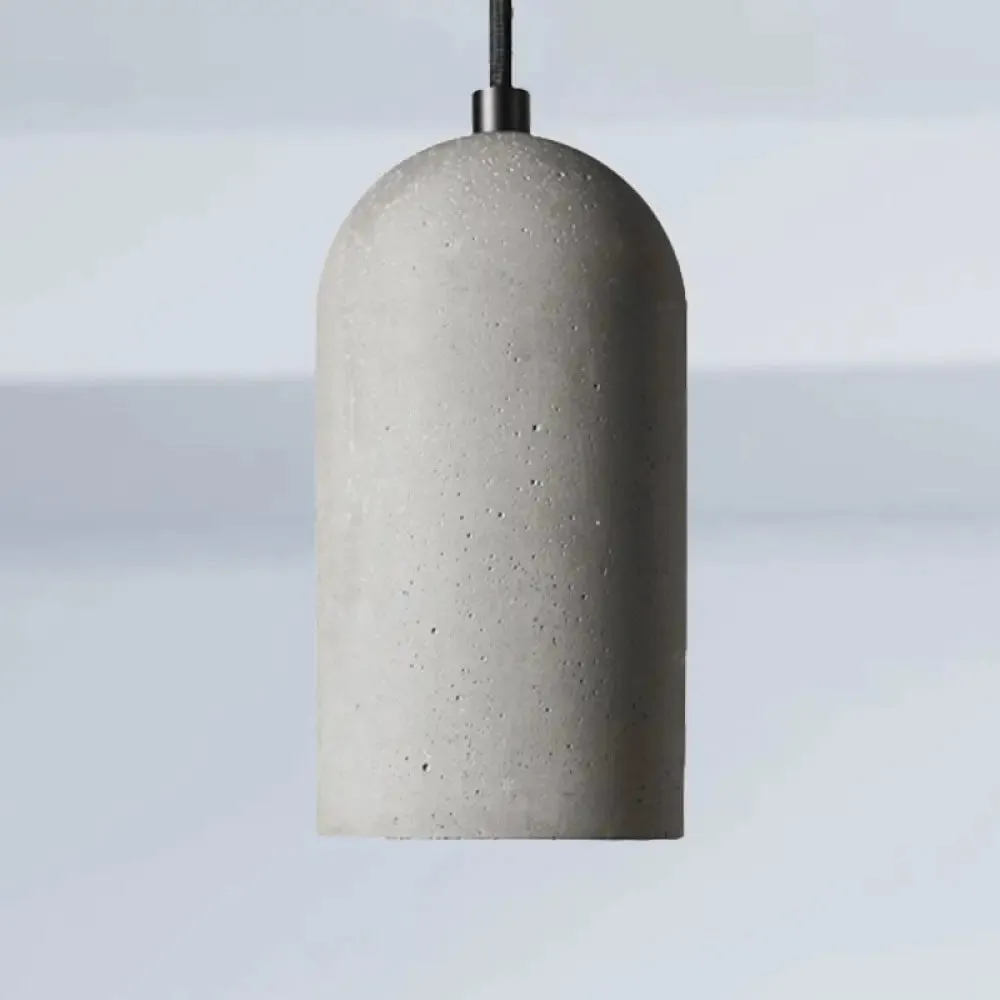 Antique Style Gray Cement Pendant Light with Cylinder Shade - Ideal for Living Room