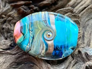 Aqua Blue Organic Lampwork Focal Bead SRA