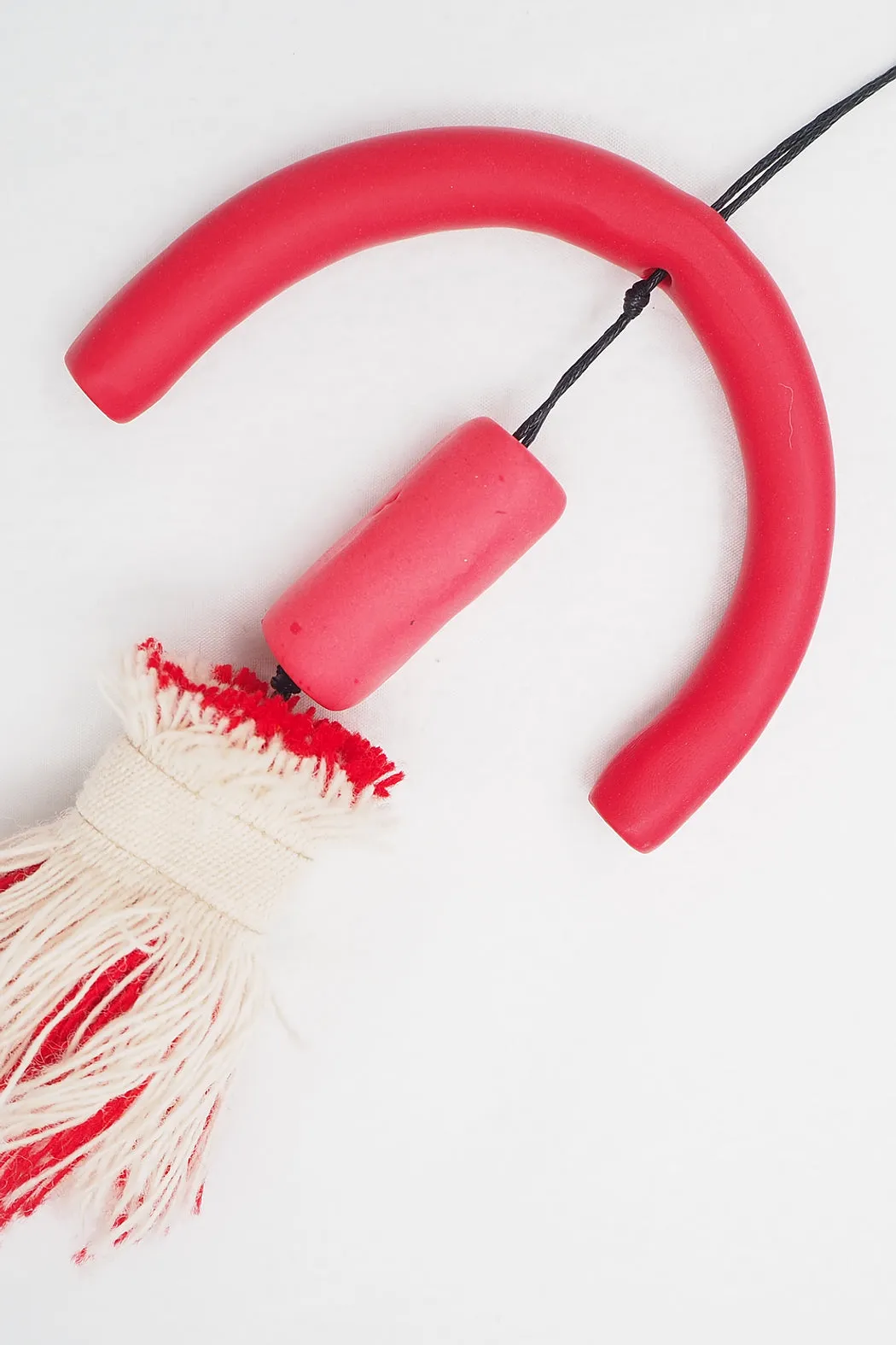 Arched Sky Tassel Necklace in Red