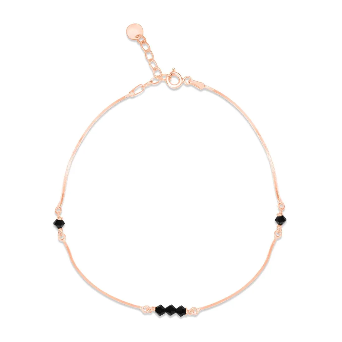 Beaded Beauty Rose Gold Plated 925 Sterling Silver Adjustable Chain Anklet