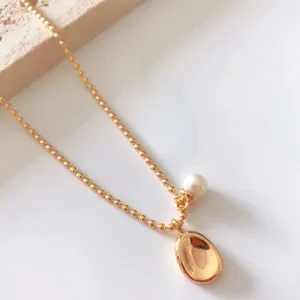 Bean Freshwater Pearl  Necklace in Gold Vermeil