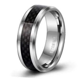 Beveled Black Carbon Titanium Men's Wedding Band