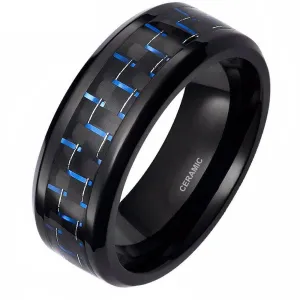 Black & Blue Men's Ceramic Wedding Band