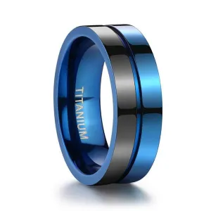 Black & Blue Titanium Men's Wedding Band