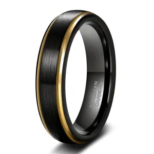 Black Tungsten with Gold Edges Men's Wedding Band