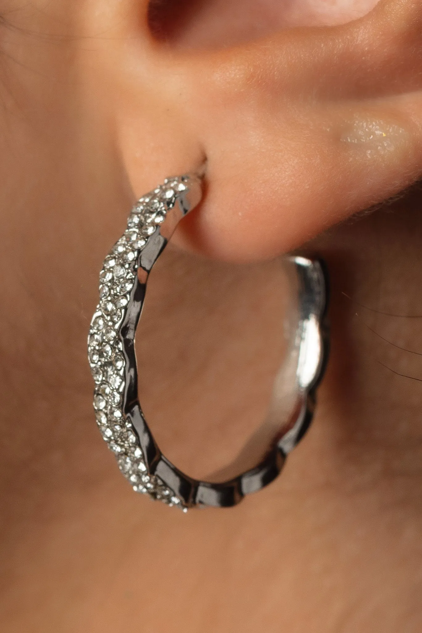 Braided Rhinestone Hoops