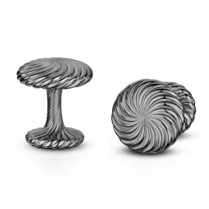 Cannelé Twist cufflink, Silver with Black Rhodium Plate