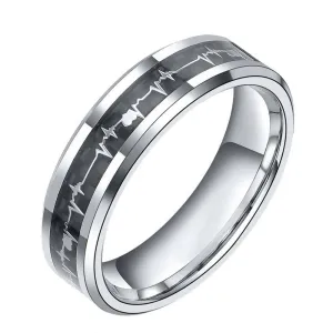 Cardiogram Inlay with 6mm Tungsten Wedding Band