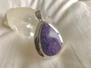 Charoite Medea Pendant - Chunky Teardrop