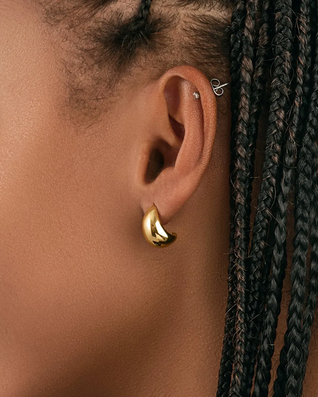 Chunky Huggie Stud Hoop Earrings