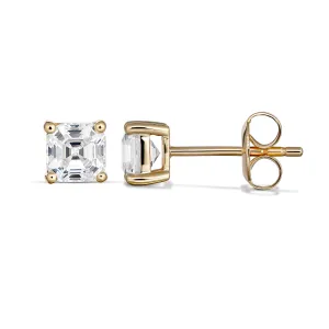 Classic 9CT Yellow Gold Asscher Cut Cubic Zirconia Earrings