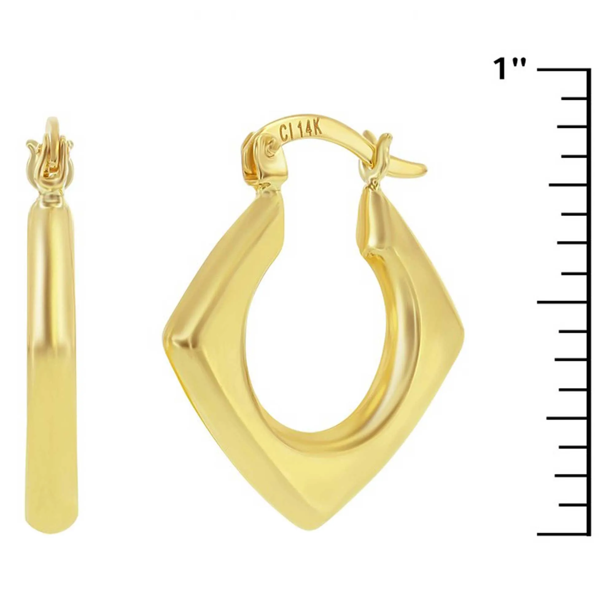 Classic Gold  Women's Earrings - 14K Yellow Gold Diamond-Shaped 22x20mm | 14A-103