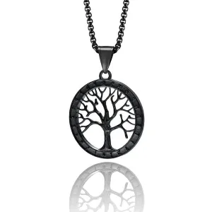 Classy Men Black Tree Of Life Pendant Necklace