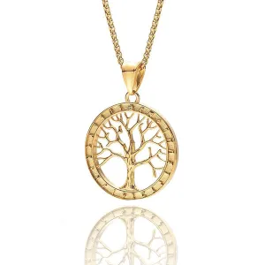 Classy Men Gold Tree Of Life Pendant Necklace