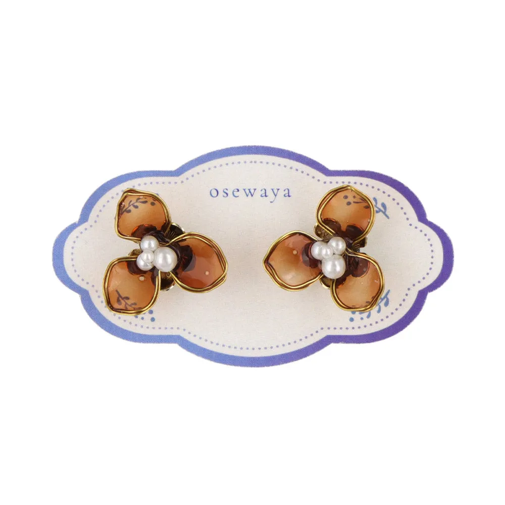 Clear Flower Pearl Cluster Studs