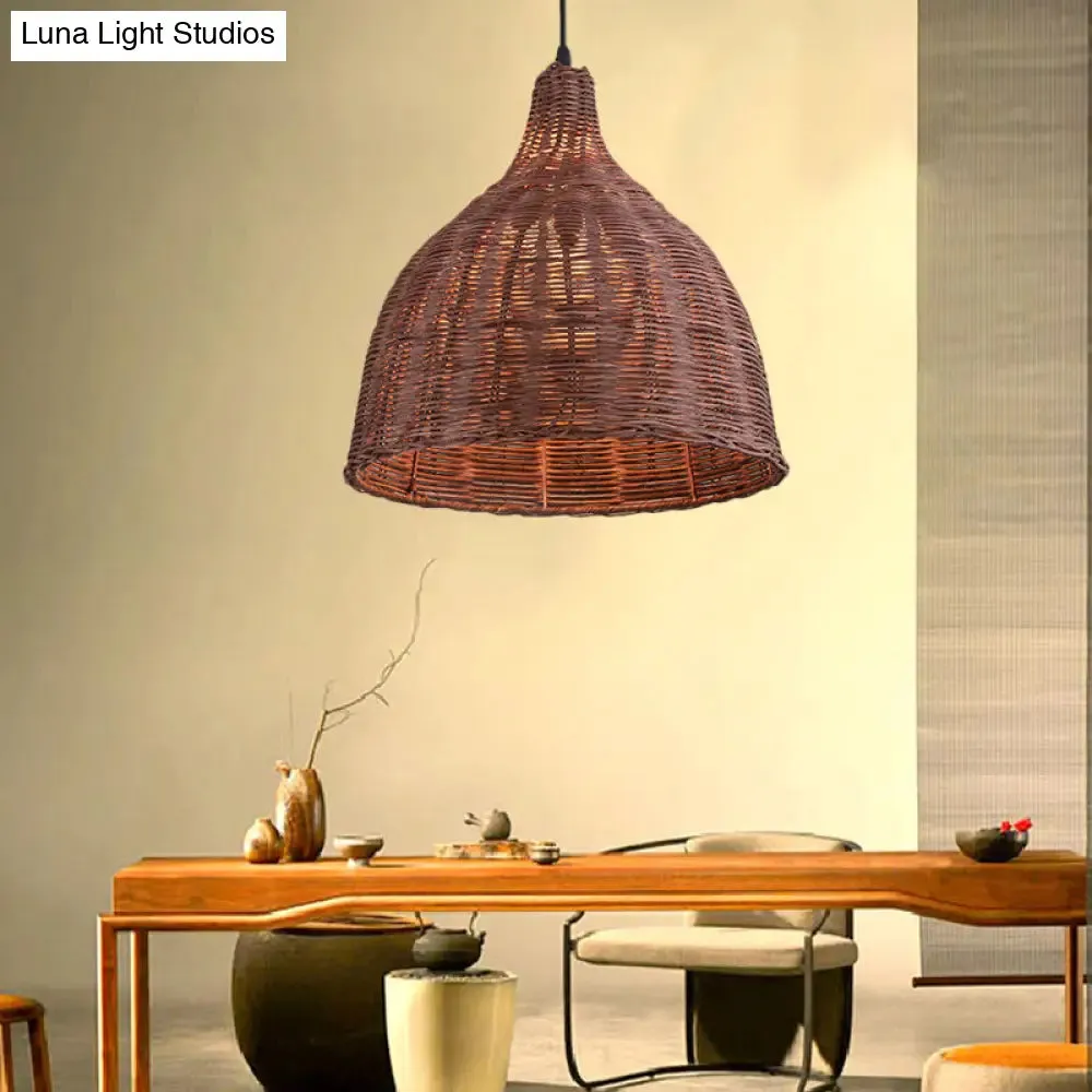 Contemporary Bamboo Basket/Trumpet Hanging Lamp Ceiling Pendant Light for Restaurant