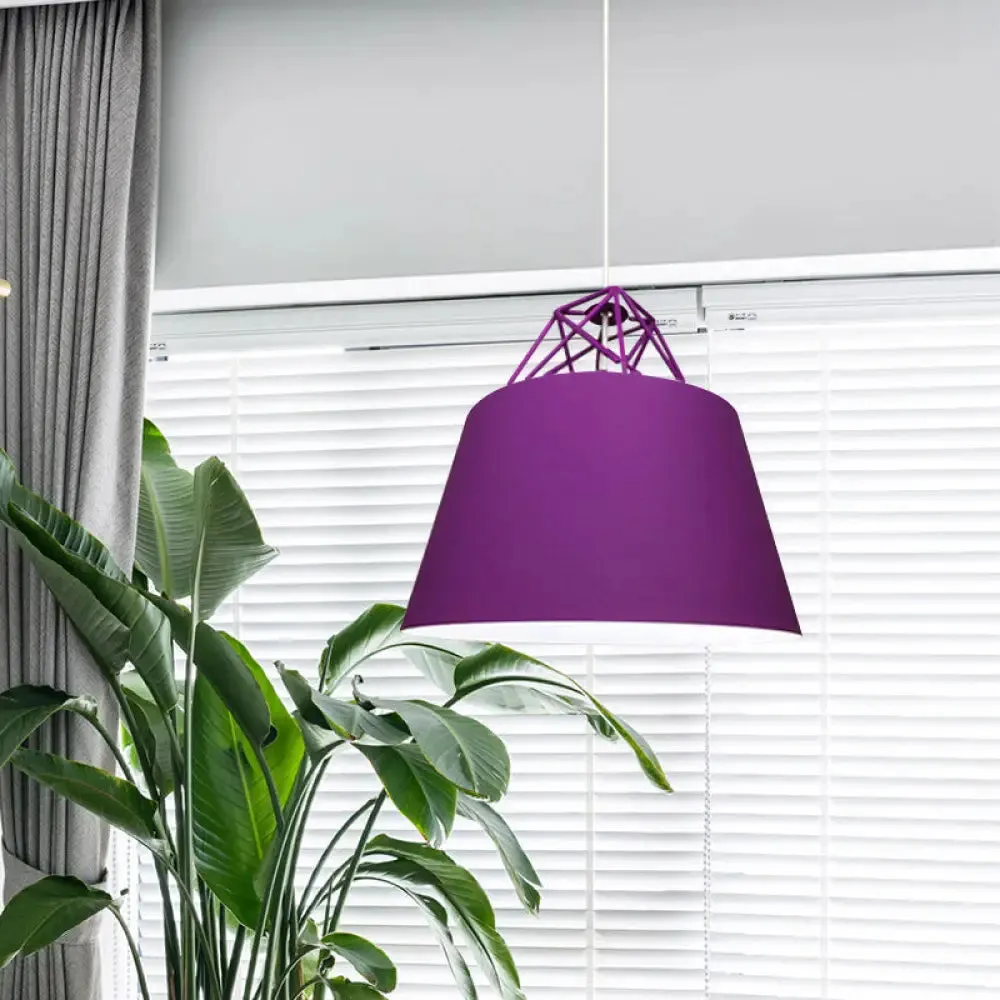 Contemporary Blue/Purple/Pink Cone Pendant Light: Stylish Metal 1-Light Fixture for Restaurants