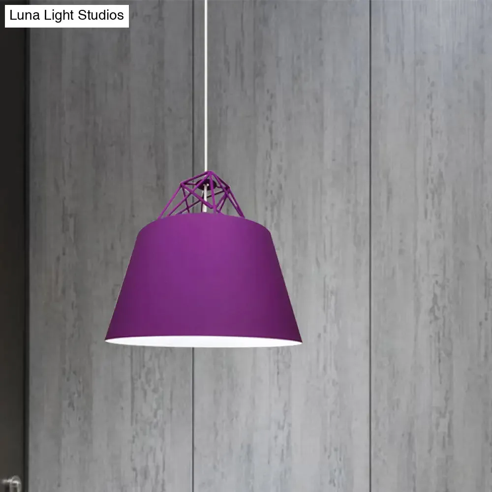 Contemporary Blue/Purple/Pink Cone Pendant Light: Stylish Metal 1-Light Fixture for Restaurants