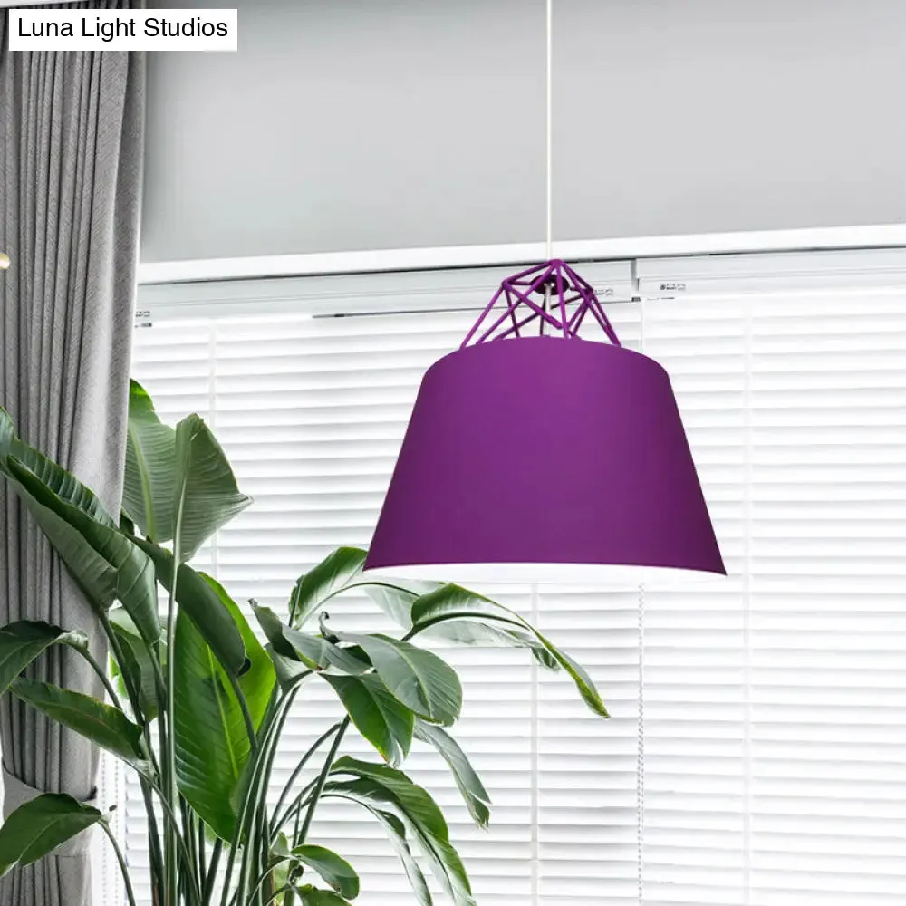 Contemporary Blue/Purple/Pink Cone Pendant Light: Stylish Metal 1-Light Fixture for Restaurants