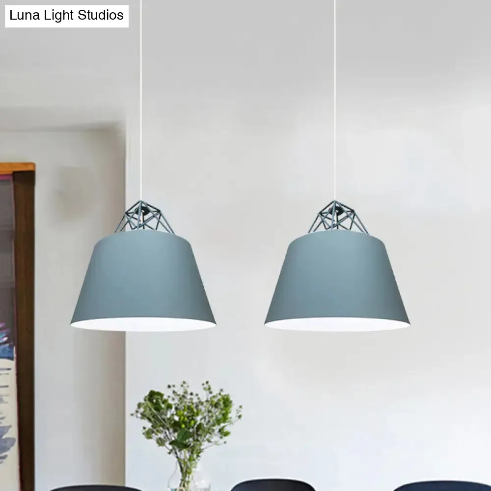 Contemporary Blue/Purple/Pink Cone Pendant Light: Stylish Metal 1-Light Fixture for Restaurants