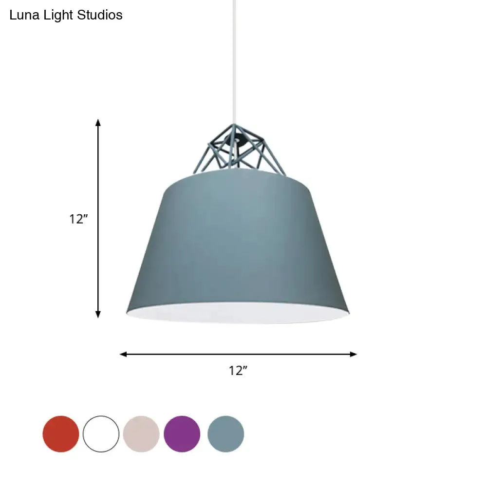 Contemporary Blue/Purple/Pink Cone Pendant Light: Stylish Metal 1-Light Fixture for Restaurants