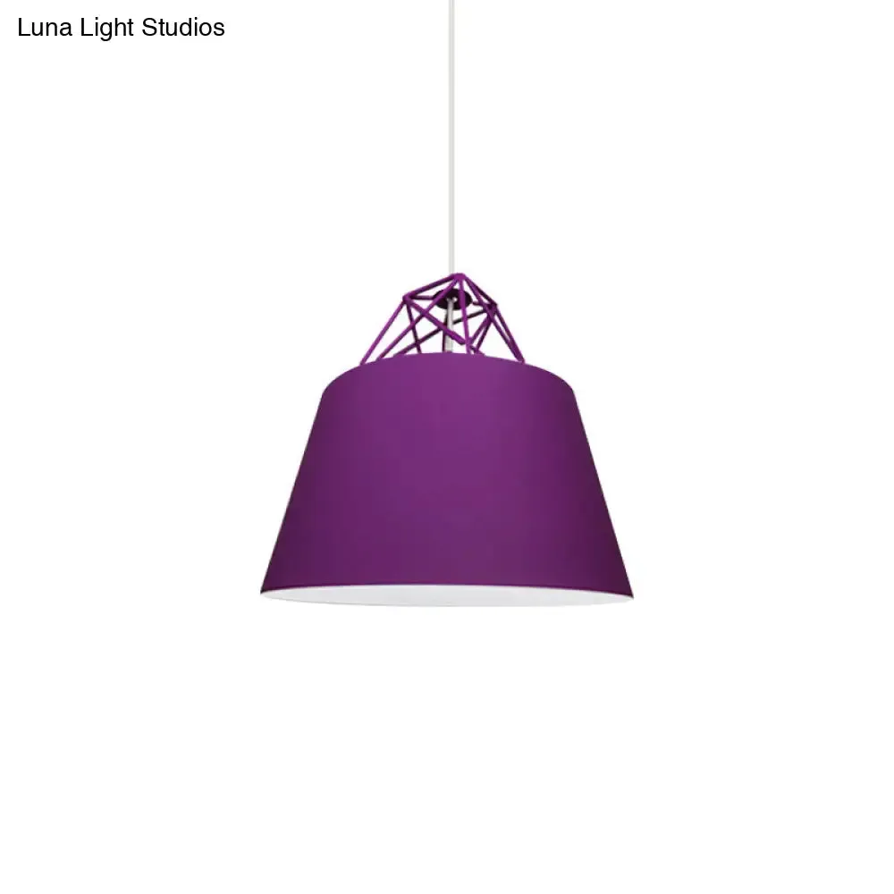 Contemporary Blue/Purple/Pink Cone Pendant Light: Stylish Metal 1-Light Fixture for Restaurants