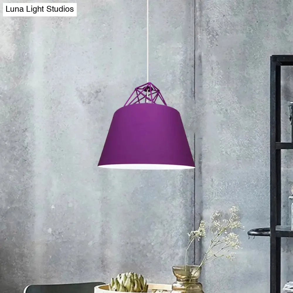 Contemporary Blue/Purple/Pink Cone Pendant Light: Stylish Metal 1-Light Fixture for Restaurants