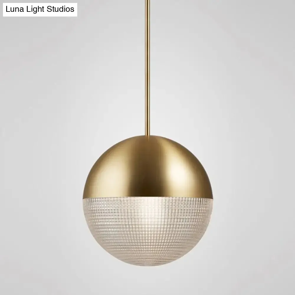 Contemporary Hemispherical Glass Pendant Light with Frosted Metal Lamp Body - Ideal for Aisle Bar, 1-Light Hanging Lamp