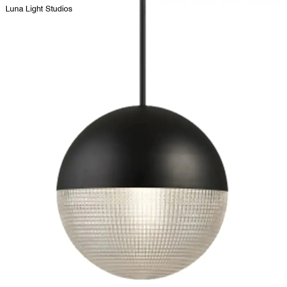 Contemporary Hemispherical Glass Pendant Light with Frosted Metal Lamp Body - Ideal for Aisle Bar, 1-Light Hanging Lamp