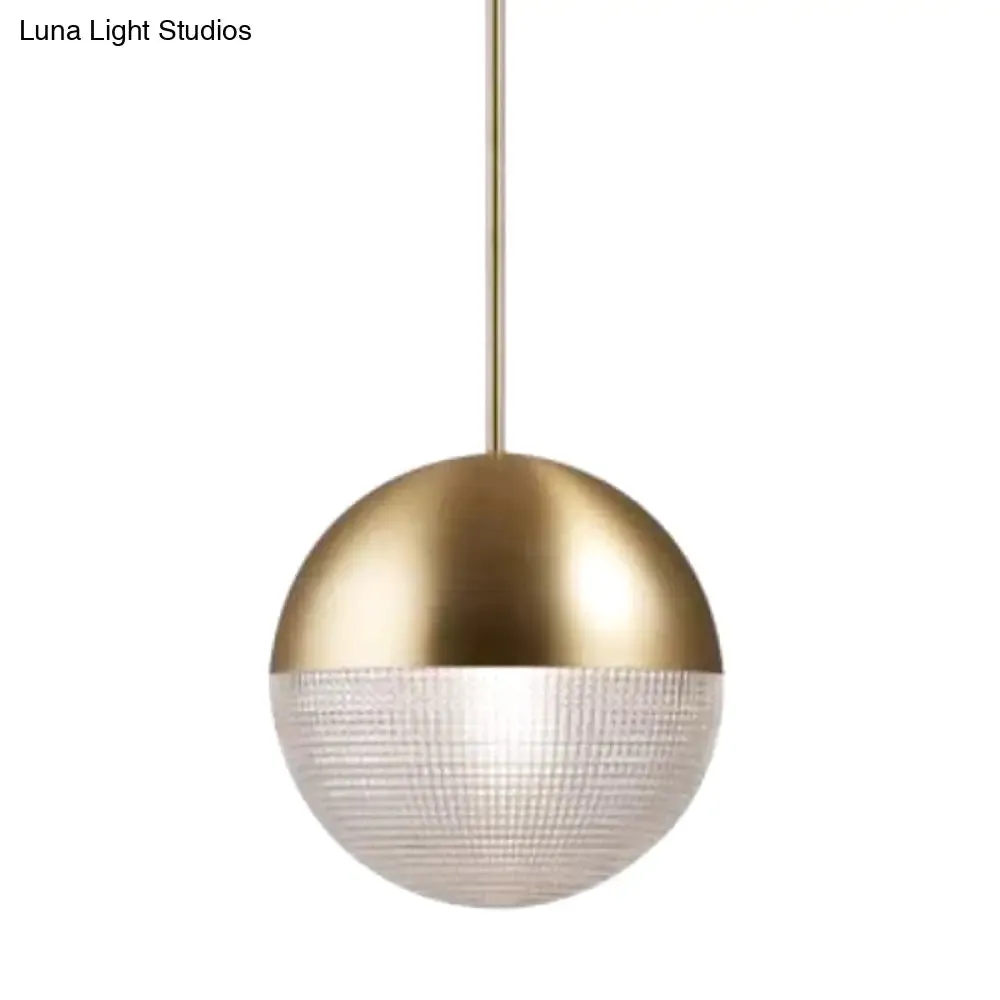 Contemporary Hemispherical Glass Pendant Light with Frosted Metal Lamp Body - Ideal for Aisle Bar, 1-Light Hanging Lamp