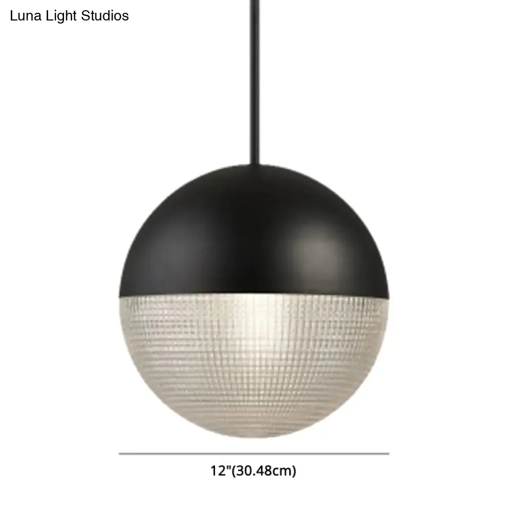 Contemporary Hemispherical Glass Pendant Light with Frosted Metal Lamp Body - Ideal for Aisle Bar, 1-Light Hanging Lamp