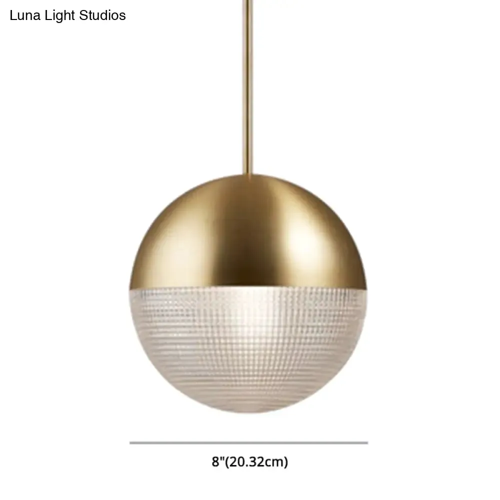 Contemporary Hemispherical Glass Pendant Light with Frosted Metal Lamp Body - Ideal for Aisle Bar, 1-Light Hanging Lamp