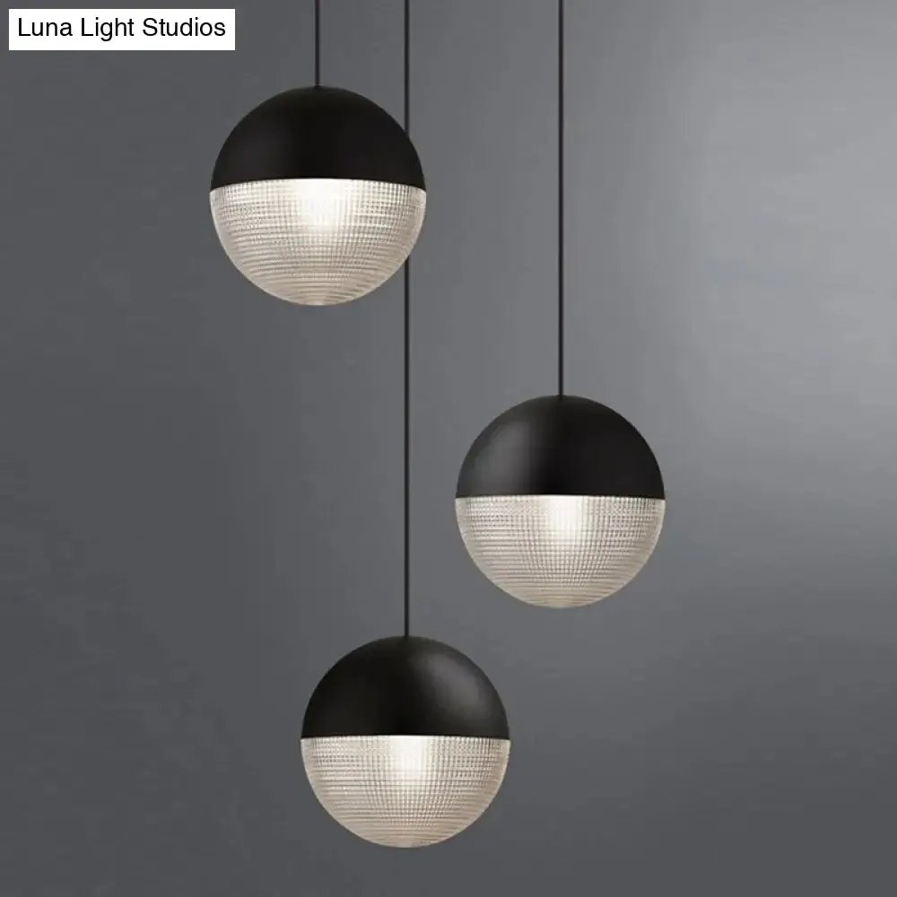 Contemporary Hemispherical Glass Pendant Light with Frosted Metal Lamp Body - Ideal for Aisle Bar, 1-Light Hanging Lamp