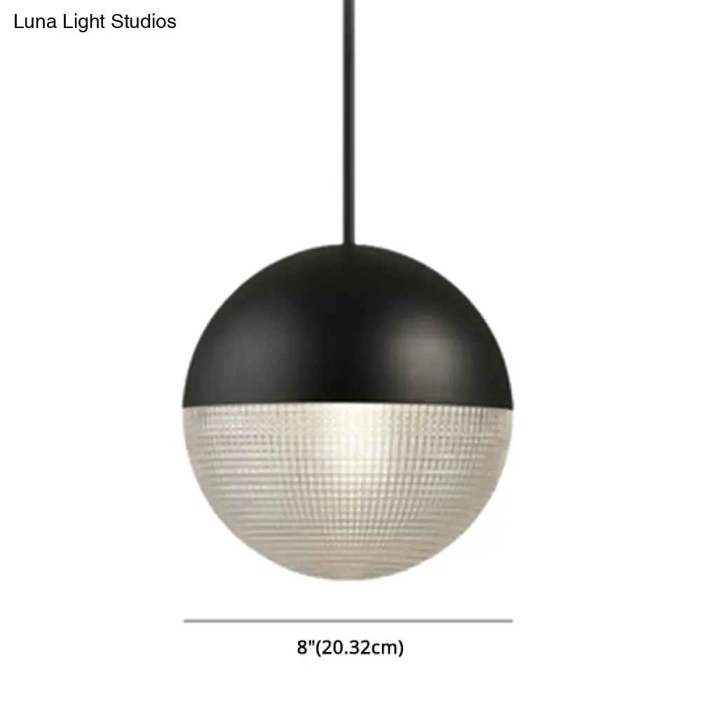 Contemporary Hemispherical Glass Pendant Light with Frosted Metal Lamp Body - Ideal for Aisle Bar, 1-Light Hanging Lamp