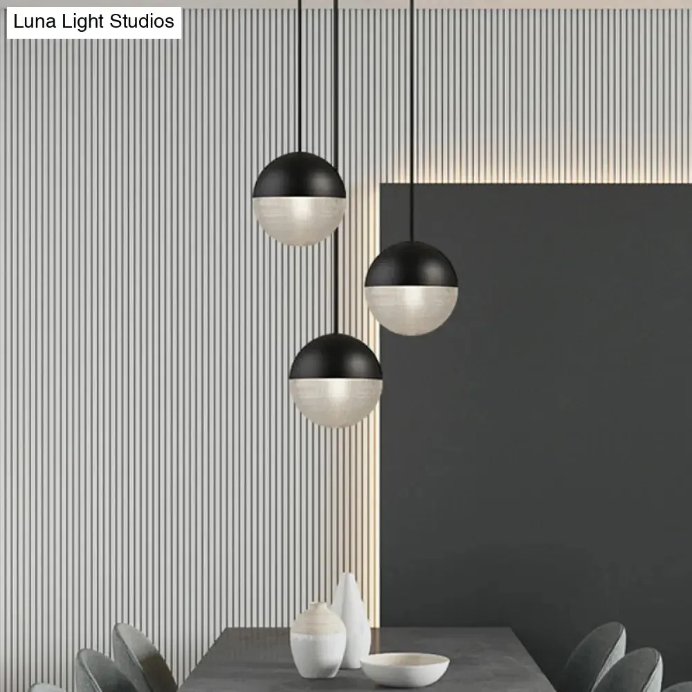 Contemporary Hemispherical Glass Pendant Light with Frosted Metal Lamp Body - Ideal for Aisle Bar, 1-Light Hanging Lamp