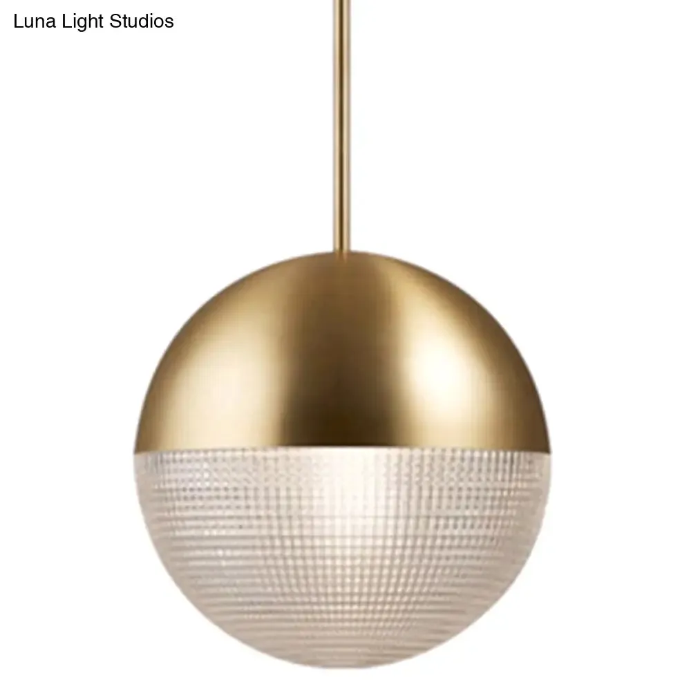 Contemporary Hemispherical Glass Pendant Light with Frosted Metal Lamp Body - Ideal for Aisle Bar, 1-Light Hanging Lamp