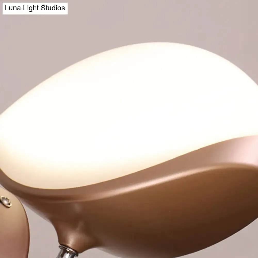 Contemporary Metal LED Pendant Ceiling Light - Elliptical Shape in White/Champagne Gold