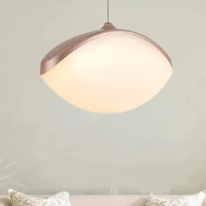 Contemporary Metal LED Pendant Ceiling Light - Elliptical Shape in White/Champagne Gold