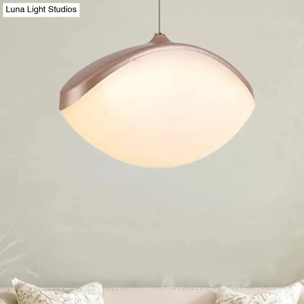 Contemporary Metal LED Pendant Ceiling Light - Elliptical Shape in White/Champagne Gold