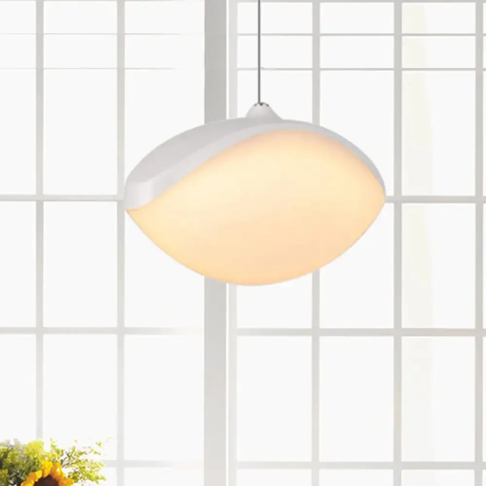 Contemporary Metal LED Pendant Ceiling Light - Elliptical Shape in White/Champagne Gold