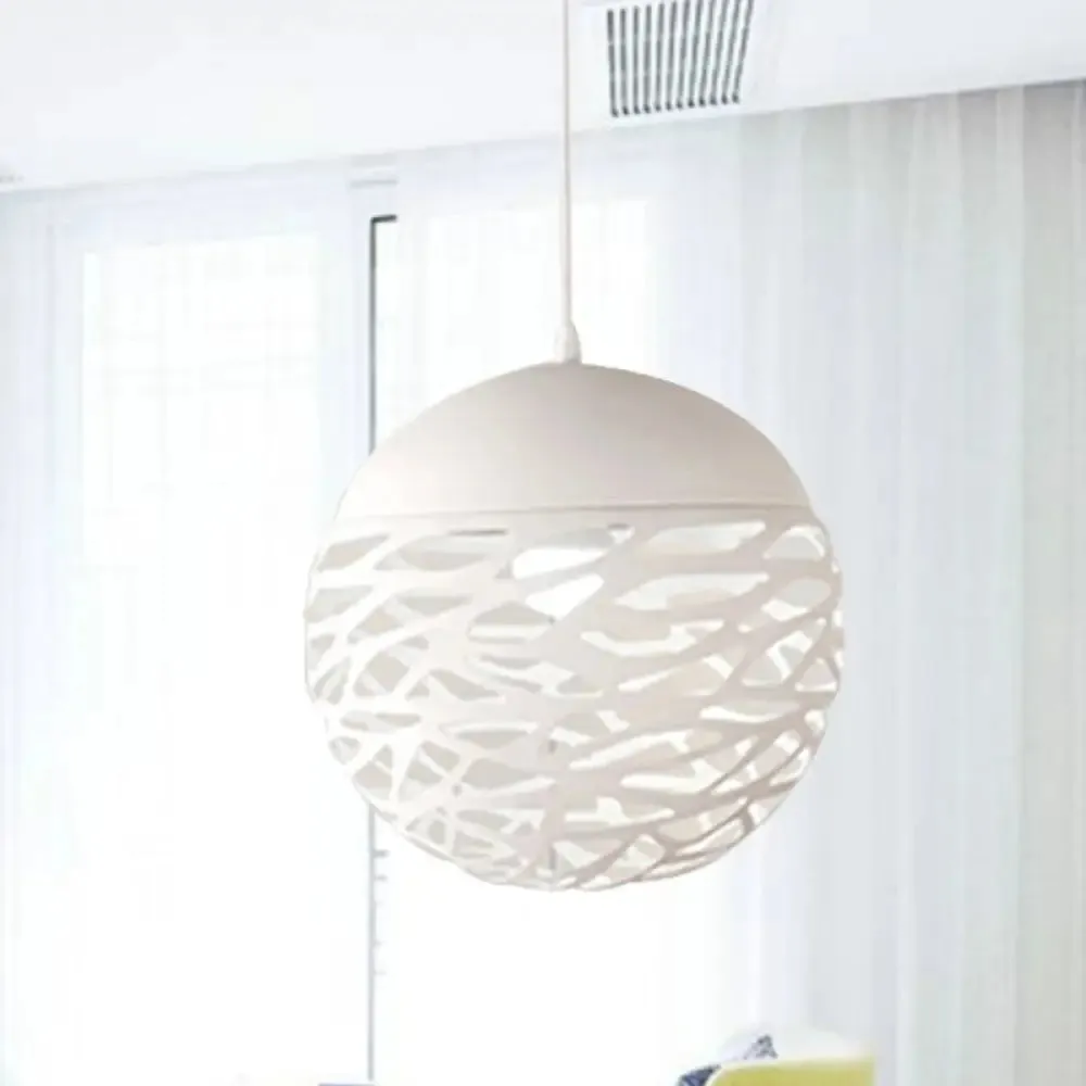 Contemporary Metallic Hollow Globe Pendant Light for Dining Table - 1 Globe Hanging Light