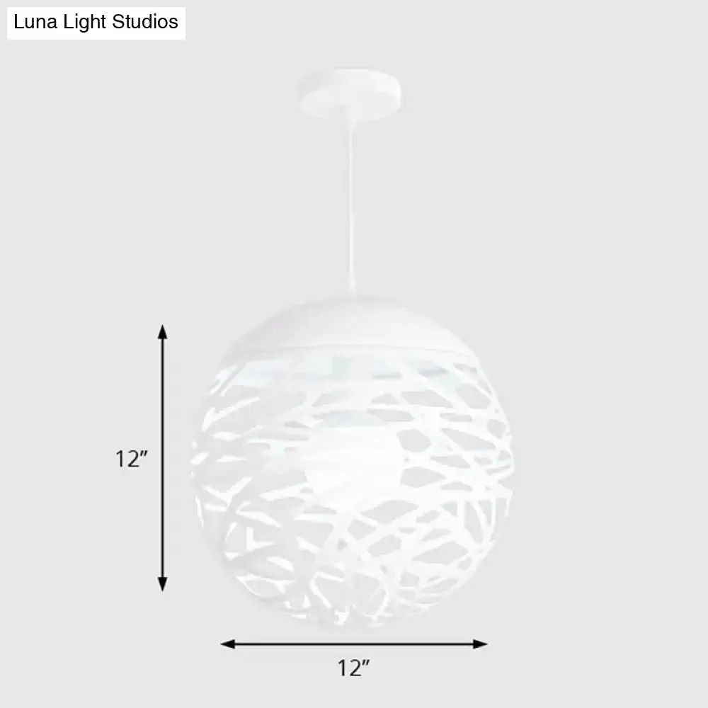 Contemporary Metallic Hollow Globe Pendant Light for Dining Table - 1 Globe Hanging Light