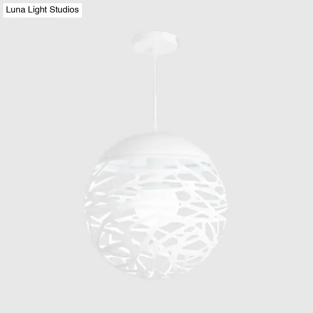 Contemporary Metallic Hollow Globe Pendant Light for Dining Table - 1 Globe Hanging Light