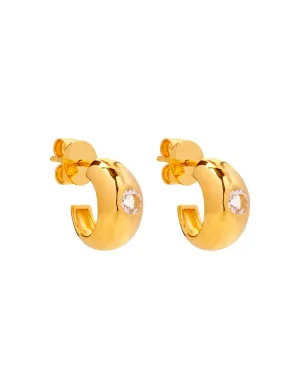 Cosmic Gold White Topaz Stud Earring