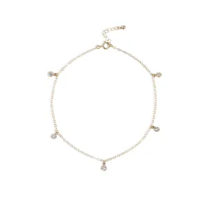 Crystal Drop Anklet - 14k Gold or Silver