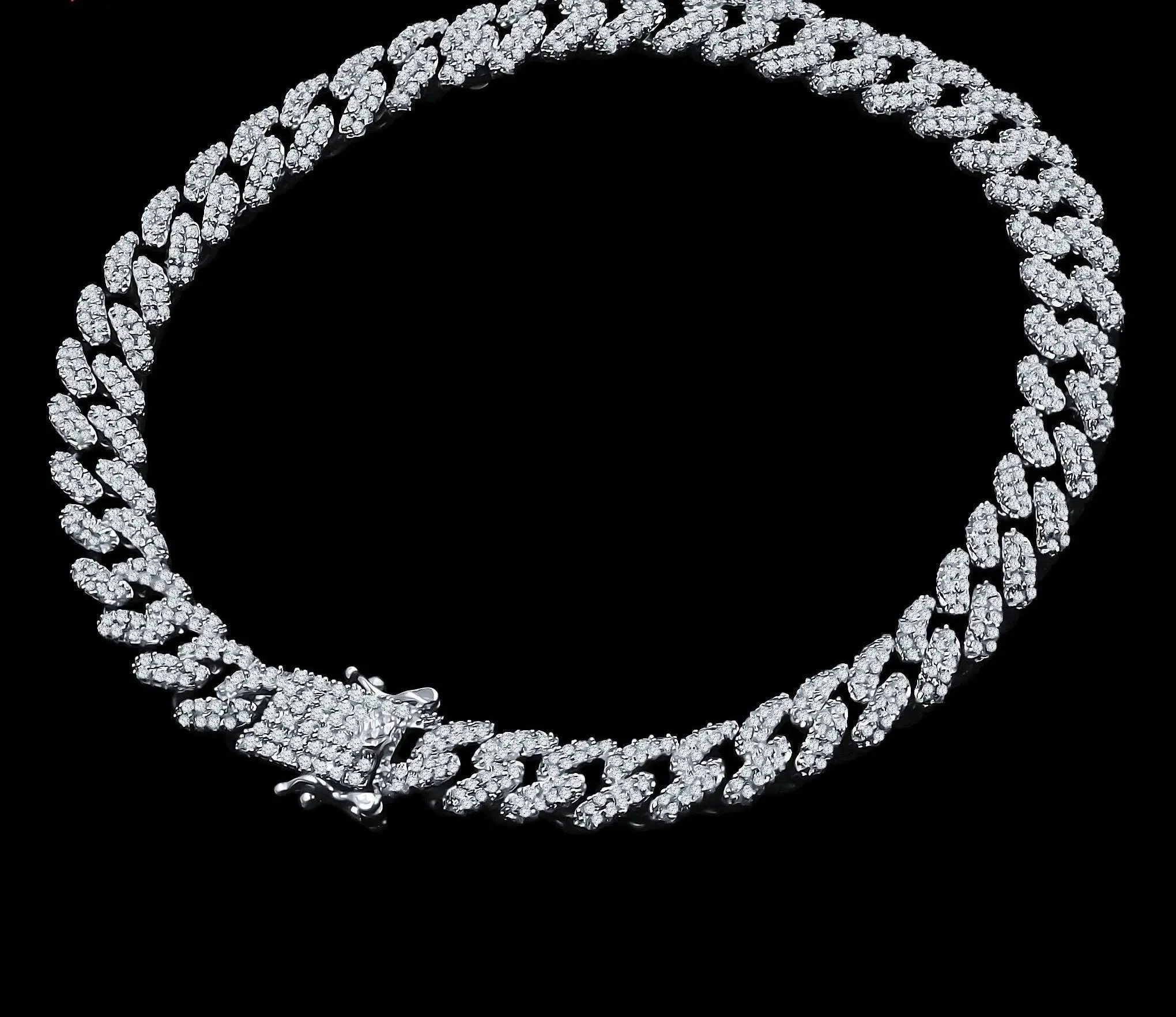 Cuban Link Sterling Silver Bracelet with AAA Cubic Zirconia - Premium ANGUS Collection