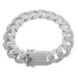 Cuban Link Sterling Silver Bracelet with AAA Cubic Zirconia - Premium ANGUS Collection