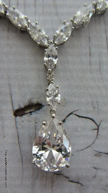 Cubic Zirconia Tear Drop Necklace