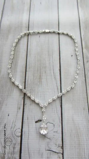 Cubic Zirconia Tear Drop Necklace