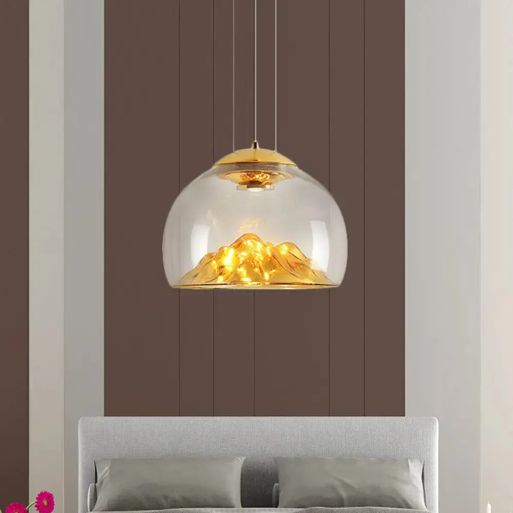 Cylinder/Semicircle Pendant Light - Modern Clear Glass LED Hanging Lamp for Dining Room